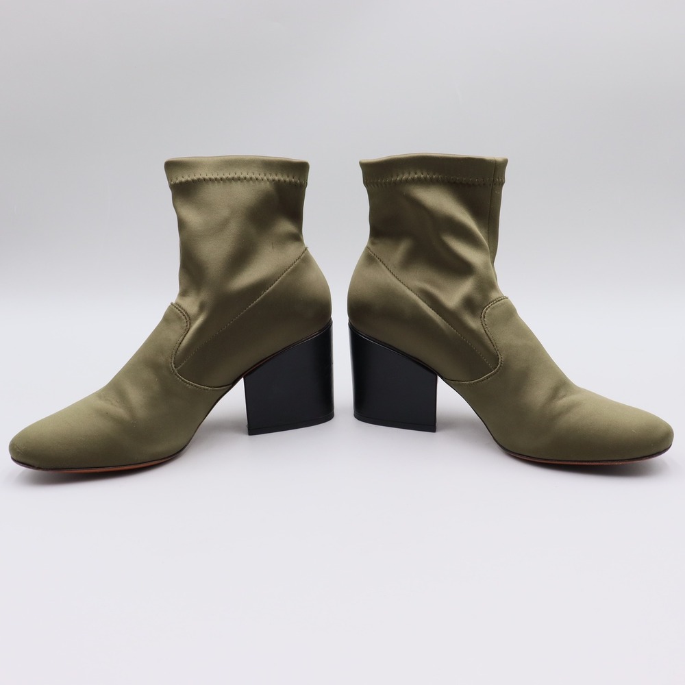 Robert Clergerie Kosst Green Satin Stretch Chunky Heel Ankle Boots Size 9.5B US - Picture 6 of 9